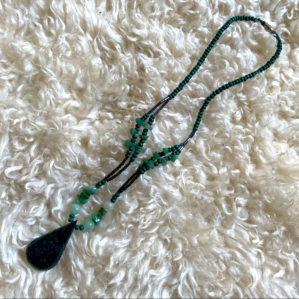 Jade Green Agate Stone Necklace
